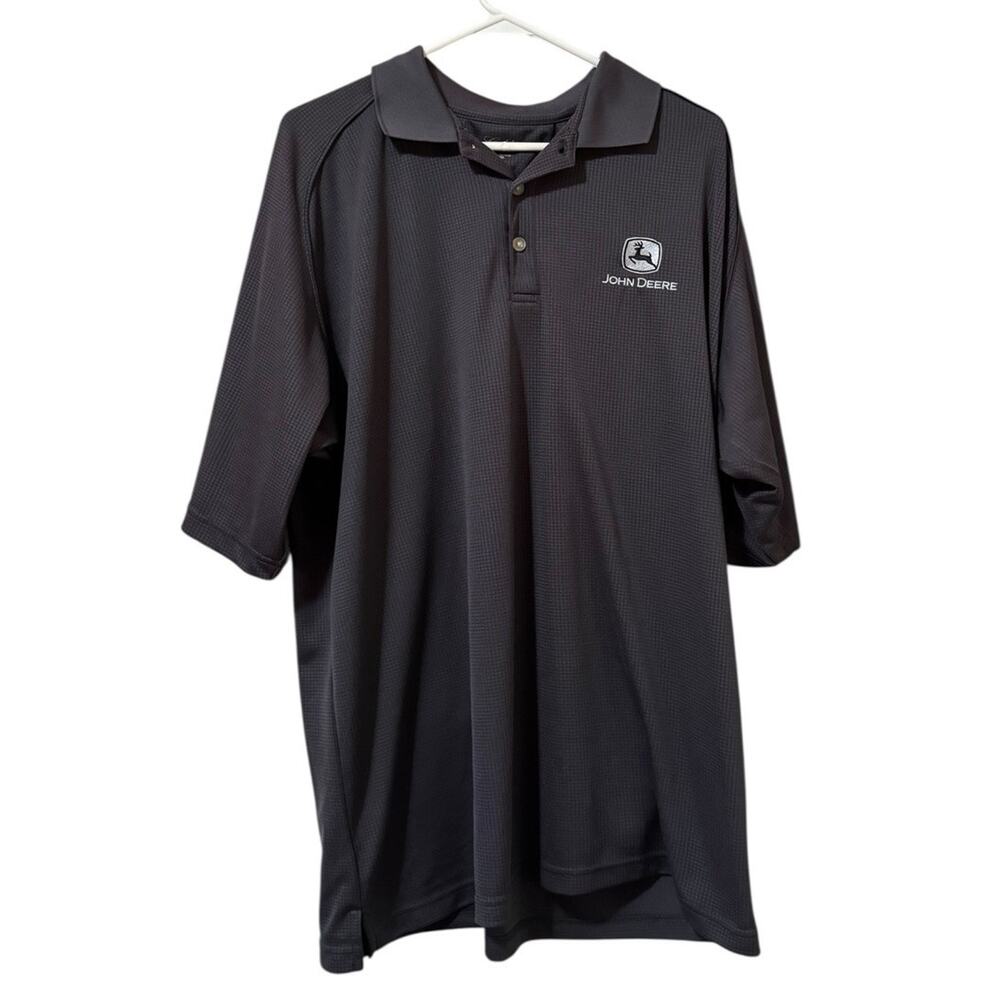Gold Tri-Mountain Men Sz XL Polo Shirt John Deere Polyester Short Sleeve Preppy